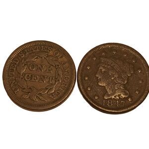 1847&1849 Braided hair Large Cent Copper US Coins Circulated US Currency/Money